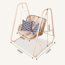 Indoor Outdoor Cloud Swing Chair with Stand, Patio Wicker Glider Loveseat Hanging Swinging with Cushion and Pillows Included, for Patio Balcony Backyard(1-Seater)