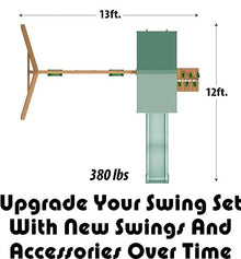 Creative Playthings LTD. Rockland Swing Set with Climbing Wall, Swings & Slide Wood/Green