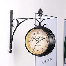 ZYBB Outdoor Garden Wall Clock, 8 Inch Double Sided Paddington Station Antique-Look Bracket Indoor Outdoor Decoration Outside Clock(Color:Black)
