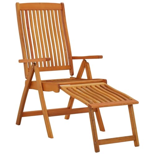 ZXQVLMRS Set of 2 Outdoor Folding Chairs with Footrest, Eucalyptus Wood Reclining Patio Seats, Adjustable Backrest Lawn Chairs for Garden Backyard Balcony