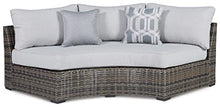 Signature Design by Ashley Harbor Court Outdoor Armless Curved Loveseat with Cushion Dark Brown & Light Gray