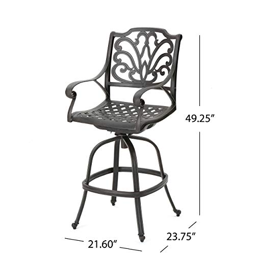 Christopher Knight Home Alfresco Outdoor Cast Aluminum Barstool Set, 4-Pcs Bronze