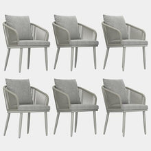 Aeeiua Patio Dining Chairs Set of 6, Modern Rattan Woven Rope Outdoor Dining Chairs with Cushions for Balcony, Poolside, Backyard