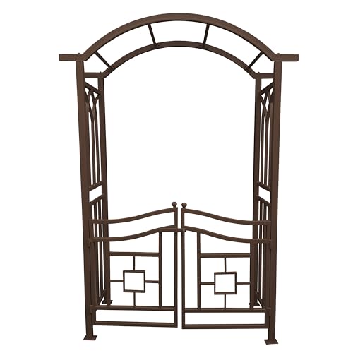 Oakland Living Brown Aluminum Garden Arbor Arch with Gate