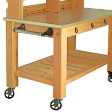 Modern Garden Potting Table with Hardware Hooks & Towel Bar - Work Bench & Zinc Table-Top with Black Cast Iron Castors & Brakes (Half, 5in Black Casters, Hardware)