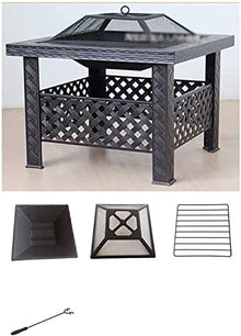 Outdoor Fire Pit, Metal Fire Bowl Fireplace Backyard Patio Garden Stove with Spark Screen and Safety Poker, Fire Pits for Outside, Bonfire, Party, BBQ, Patio & Garden, Black