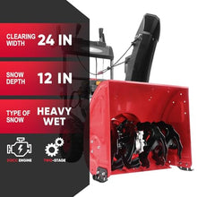 PowerSmart 24-Inch Two-Stage Self-Propelled Gas Snow Blower with 212cc Engine, Electric Start, 6 Forward/2 Reverse Speeds, and LED Lights
