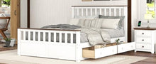 FAVSH Queen Size Wood Platform Bed with Drawers White/Walnut