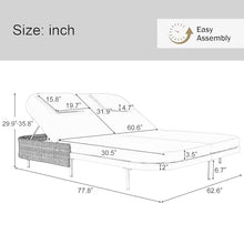 BAIESTWANG 800LB Capacity Outdoor Double Daybed with 5-Level Reclining Backrests, Patio Rattan Loveseat Iron Frame, Removable Cushions & Pillows Washable, Beige+Black