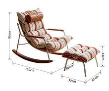 Mid-Century Rocking Chair With Footrest Stainless Steel Frame Lounge