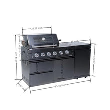 65-Inch Outdoor Kitchen Island with 4-Burner 72000 BTU Gas Grill, Round Side Burner, Rotisserie Kit, Granite Countertops, Storage Drawers & Cabinets 304 Stainless Steel