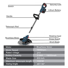 Electric Lawn Mower, Cordless Lawn Mower Brushless Motor Electric Grass Trimmer Adjustable Length Angle Telescopic Pruning Garden Tools Wire Wheel (Color : 1 Battery Set, Size : W) (1 Battery Set