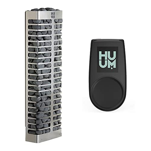 HUUM Steel Mini 3.5 kW Sauna Heater with UKU WiFi Control (Black), 132 pounds of Rounded Olivine Stones Included (for saunas up to 212 cu ft.)