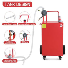 50 Gallon Fuel Tank With Pump, Heavy Duty Portable Gasoline Tank With Roller/Hose/Fuel Transfer Storage Tank for Cars, Trucks, Motorcycles and ATVs