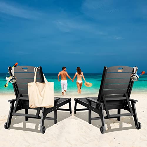 hOmeQomi Lounge Chair Set of 2 Adjustable Backrest All Weather Waterproof Black