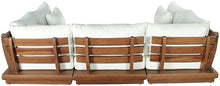 Meridian Furniture 111White-Sec6C Mirella Collection Modern | Contemporary Outdoor Patio U-Shaped 6pc. Modular Sectional with Solid Teak Frame, Water Resistant Fabric, 113" W x 75" D x 27" H, White