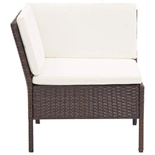 HNSMFPRE 6 Piece Patio Lounge Set with Cushions, Modular Outdoor PE Rattan Brown Seating for Patio