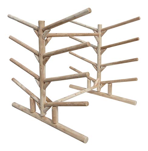Log Kayak Rack 10-Place Kayak Rack Natural