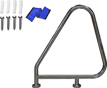 MSHOSAC Pool Handrails Swimming Pool Hand Rail for Ground Swimming Pools 304 Stainless, with Blue Grip Cover, Swimming Pool Stair Rail & Complete Mounting Accessories (Armrest x1)