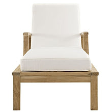 Modway Marina Premium Grade A Teak Wood Outdoor Patio Chaise Lounge Chair Natural White