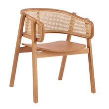 Christopher Knight Home Dashin Rustic Dining Chairs Set of 6, Wooden Dining Chair with Curved Rattan Backrest, Rubberwood Frame Kitchen Chairs with Armrest, Extra Seat for Dining Room, Natural