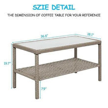HTERWQEA 4‑Piece Wicker Patio Furniture Set, All-Weather Rattan Sofa with Coffee Table, Outdoor Conversation Set for Garden, Porch, Backyard