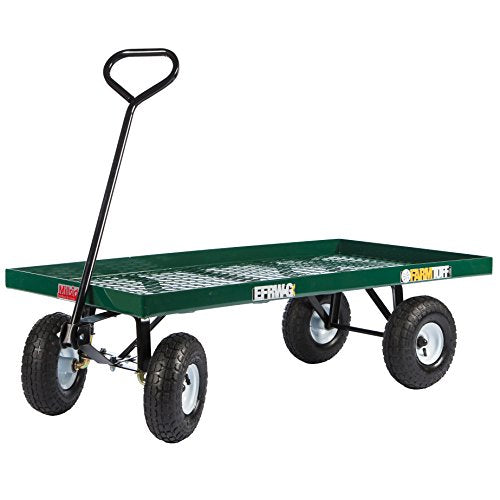 FARM-TUFF Metal Mesh Garden Wagon, 48" x 24" - Heavy-Duty Utility Cart with Flat-Free Tires, 800lb Capacity & Powder-Coated Frame for Gardening, Landscaping & Yard Work