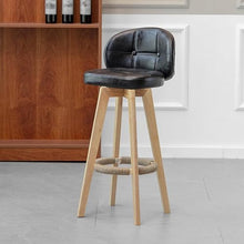 Counter Height Chairs,Wooden Bar Stools Set of 2, Kitchen Breakfast High Stool with Padded Back & 360 Degree Rotation Seat, Nordic ic Bar Chair for Dining Room, Cafe, Counter,Brown,63cm/24.8"(Black,73