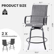 Soohow Swivel Patio Bar Stools Set of 6, Outdoor Barstools with Paded Textilene Fabric, All Weather Bar Height Outdoor Chairs, Tall Swivel Patio Chair for Balcony, Poolside, Yard