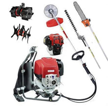 GX50 Backpack Gas Hedge Trimmer, Brush Cutter (40T), Weed Eater/String, Cultivator,Tiller, Pole Saw & 12" Chainsaw Pruner with Extension Pole
