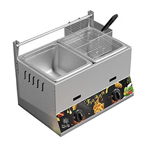 ERoomQ Gas Fryer, Large Capacity Stainless Steel Fryer for Home and Commercial, Adjustable Firepower,with Baskets and Lids, for Chips Donuts Fish,Single Cylinder + Fried Blue,Double Cylinder + Basket