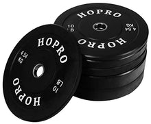 BalanceFrom HoPro Olympic Bumper Plate Weight Plate with Steel Hub, Pairs or Sets, Black Style #2