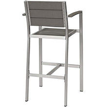 Modway Shore 7-Piece Aluminum Outdoor Patio Pub Bistro Set Silver Gray