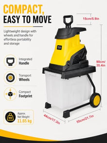 DUXMM Electric Branch Chipper for Trees Shrubs and Garden Maintenance 20m-PowerCord