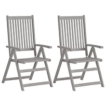 hliofuir 2-Piece Reclining Patio Chairs with Cushions Acacia Wood