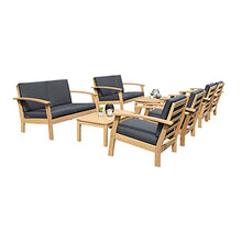 Amazonia Prescott Patio 8-Piece Deluxe Conversation Set Light Teak Finish Black