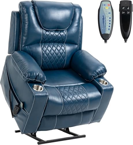 UOPYNE Dual Motor Faux Leather Power Lift Recliner with Massage & Heating
