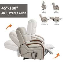 WEALTHOUSE Dual Motor Power Lift Recliner Chair for Elderly, Massage Heat Electric Lounge Seat with Remote Control, Independent Backrest Footrest, Wood Armrests, Side Pockets (Beige,Chenille)