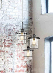 Cal 60W x 3 Silverton Metal/Glass Pendant Fixture (Edison Bulbs NOT Included), Bronze (FX-2668-3P)