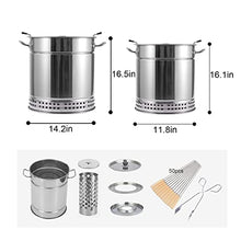 Smokeless Charcoal Smoker Barrel Grill, Vertical Barbeque Hanging Stove, Stainless Steel Split Oven with 50pcs Kabob Skewers, 360° All Round Roasting,Barbecue Grill for Camping (Size : L)