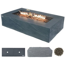 Capetown Concrete Fire Pit 55.9" x 31.9" Outdoor Patio Firepit Includes Fire Glass Modern Fire Pits & Outdoor Fireplaces for Garden, Deck, Indoor & Outdoor Heating