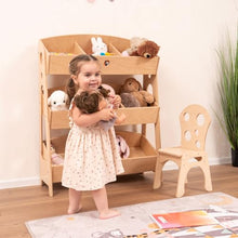 Wood And Hearts Montessori 3-Tier Shelf Natural Wood