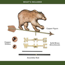 Good Directions Bear Weathervane with Arrow, Pure Copper