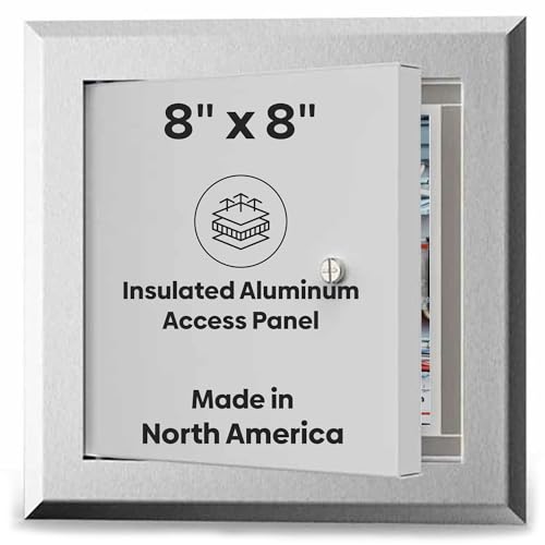 Best 8” x 8” Insulated Aluminum Access Door, Lightweight Exterior Access Panel with Neoprene Gasket, Corrosion Resistant, for Walls/Ceilings, Screwdriver Cam Latch, Mill Finish, AMZ-BA-LT-4000