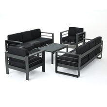 Christopher Knight Home Cape Coral Outdoor 5 Piece Conversation Set with Water Resistant Cushions Dark Gray + Gray
