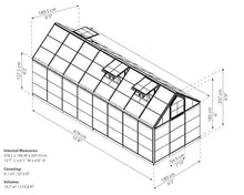 Palram - Canopia Snap & Grow 6 Ft. x 16 Ft. Greenhouse Kit Hobby DIY Walk In Green House Heavy Duty Polycarbonate, Aluminium Frame, with Lockable Door and Vent for Outdoors, Garden, Backyard In Silver