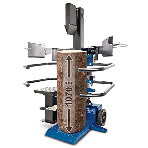 Scheppach Compact 8T wood splitter standing, 7.95 tonnes splitting force 230 V 3150 W, metre wood up to 1070 mm / max. diameter 350 mm, swivelling table for short wood, hardwood and softwood, incl.
