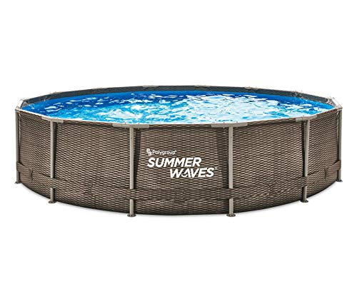 PolyGroup Summer Waves 14ft x 36in Wicker Metal Frame Pool Set Brown