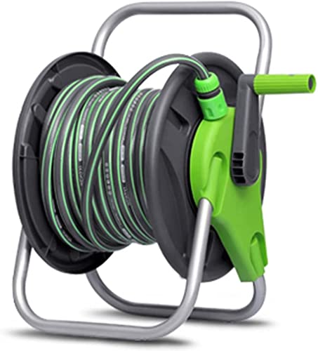 CFDZCP Portable Hose Pipe Reel，Manual Garden Hose Reel Cart with Hose， Heavy Duty Hose Holder for Yard Water Planting Gardens, Lawns, Sidewalks Watering Equipment(with 40m Hose)