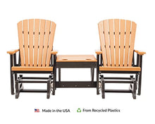 EcOasis Grand Lake Amish Crafted Poly Outdoor Adirondack Double Glider (Cedar on Black)